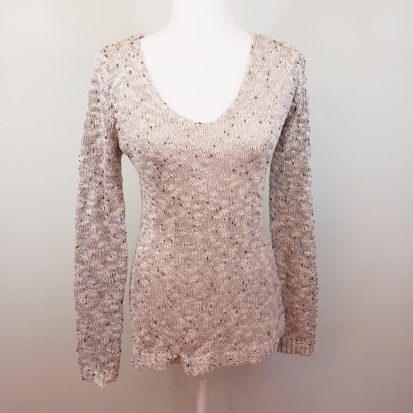 Anthropologie Ryu Scoop Neck Knit Sweater Cream - Picture 1 of 9